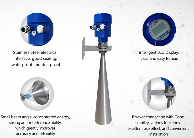 مقياس مستوى الرادار بدون اتصال 26Ghz جهاز إرسال مستوى الرادار 4-20 MA 26g جهاز استشعار مستوى السائل الرادار 4